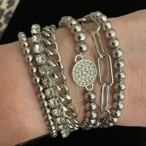 Victoria Emerson multi chain cuff bracelet magnet clasp rhinestone